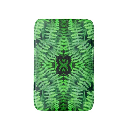Green Leafy Ferns Abstrakt Badematte (Vorderseite Vertikal)