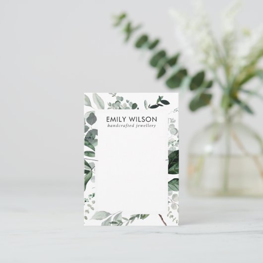 Green Leafy Frame Fauna Bracelet Necklace Display Visitenkarte (Stehend Vorderseite)