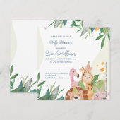 Green Leafy Niedlich Safari Animals Thema Kinderdu (Vorne/Hinten)