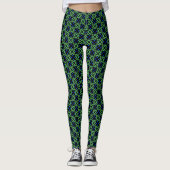 Green leafy pattern with blue petals Leggings (Vorderseite)