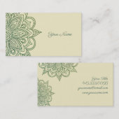 Green Leafy Symmetry Mandala Visitenkarte (Vorne/Hinten)