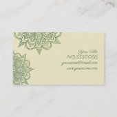 Green Leafy Symmetry Mandala Visitenkarte (Rückseite)