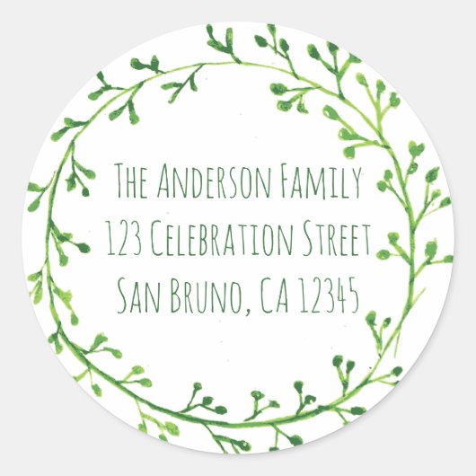 Green Leafy Wreath Runder Aufkleber (Vorderseite)