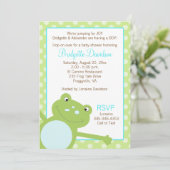 Green Leap Frog Dusche Einladung 2 Seite einladen (Stehend Vorderseite)