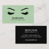 GREEN LEATHER chic Eyelash Browbar beruflich Visitenkarte (Vorne/Hinten)