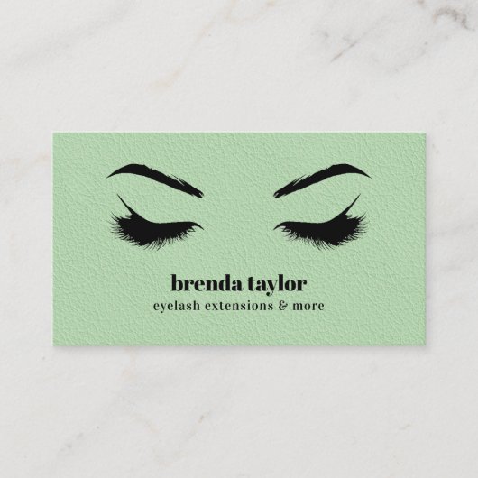 GREEN LEATHER chic Eyelash Browbar beruflich Visitenkarte (Vorderseite)