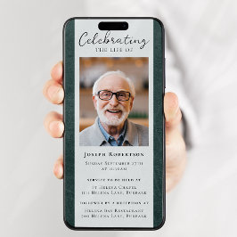 Green Leather Foto Beerdigung Digital Evite Einladung