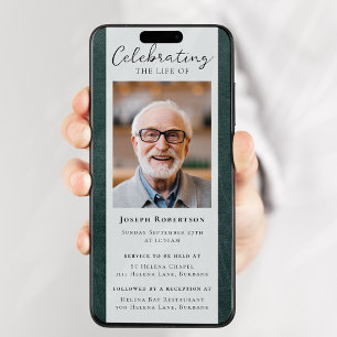 Green Leather Foto Beerdigung Digital Evite Einladung