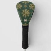 Green Leather Tooled with Gold Snowflakes Initials Golf Headcover (Vorderseite)