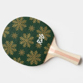 Green Leather Tooled with Gold Snowflakes Initials Tischtennis Schläger (Seitenansicht)