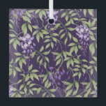 Green Leaves and Wisteria Floral Pattern Ornament Aus Glas<br><div class="desc">Seamless pattern of lush green leaves and delicate purple wisteria flowers on a dark purple background,  creating an elegant,  floral design.</div>