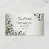 Green Leaves Black Olive Elegant Wedding Detail Begleitkarte (Vorderseite)