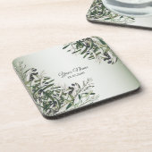 Green Leaves Black Olive Elegant Wedding Party Getränkeuntersetzer (Linke Seite)