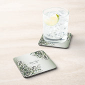 Green Leaves Black Olive Elegant Wedding Party Getränkeuntersetzer (Rechte Seite)