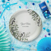 Green Leaves Black Olive Elegant Wedding Party Pappteller (Party)