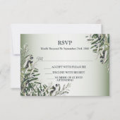 Green Leaves Black Olive Elegant Wedding Party RSVP Karte (Vorderseite)
