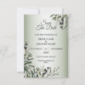 Green Leaves Black Olive Elegant Wedding Save The Date (Vorderseite)