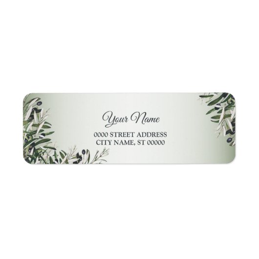 Green Leaves Black Olive Wedding Return Address (Vorne)