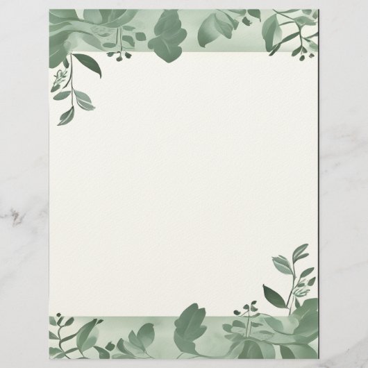 Green Leaves Border Stationery Briefbogen (Vorderseite)