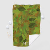Green Leaves Custom Monogram or Name Camo Golfhandtuch (Insitu)