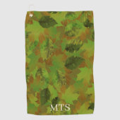 Green Leaves Custom Monogram or Name Camo Golfhandtuch (Vorderseite)
