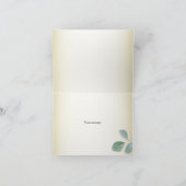 Green Leaves Flower Golden Frame Modern Wedding Dankeskarte (Innenseite)