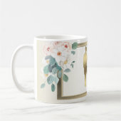 Green Leaves Flower Golden Frame Wedding Party Kaffeetasse (Links)
