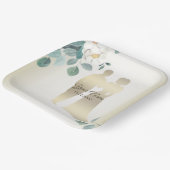 Green Leaves Flower Golden Frame Wedding Party Pappteller (Gewinkelt)