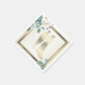 Green Leaves Flower Golden Frame Wedding Party Serviette (Ecke)