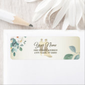 Green Leaves Flower Golden Wedding Return Address (Insitu)