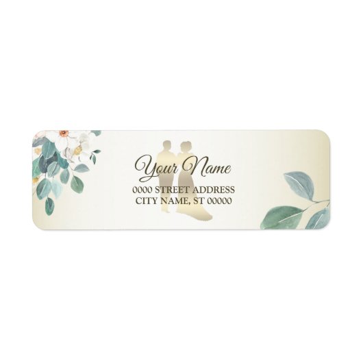 Green Leaves Flower Golden Wedding Return Address (Vorne)