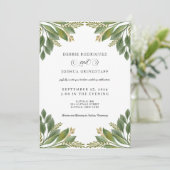 Green Leaves Greenery Wedding Invitation Einladung (Stehend Vorderseite)