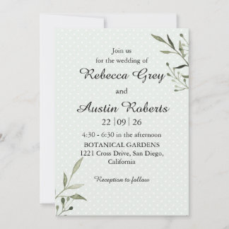 Green Leaves Modern Minimalist Greenery Wedding Einladung