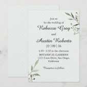 Green Leaves Modern Minimalist Greenery Wedding Einladung (Vorne/Hinten)