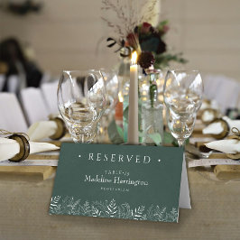 Green  Leaves Nature Inspired Wedding Place Card Platzkarte