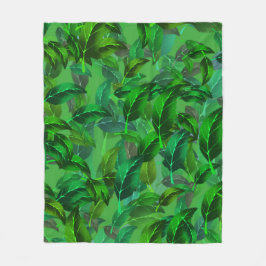 Green Leaves Pattern Fleecedecke