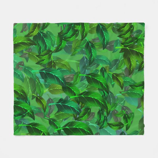 Green Leaves Pattern Fleecedecke (Vorderseite (Horizontal))