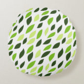 'Green Leaves' Pattern Pillow Rundes Kissen (Vorderseite)