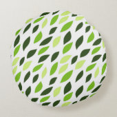 'Green Leaves' Pattern Pillow Rundes Kissen (Rückseite)
