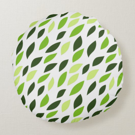 'Green Leaves' Pattern Pillow Rundes Kissen (Rückseite)