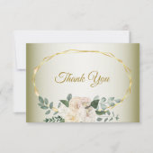 Green Leaves Pink Floral Gold Geometric Wedding Th Dankeskarte (Vorderseite)
