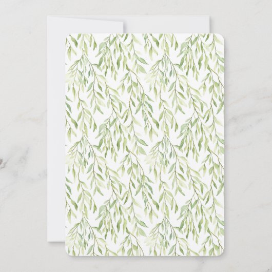 Green Leaves White Floral Love Bunny Wedding Einladung (Rückseite)