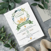 Green Leaves Wreath First Holy Communion Catholic Einladung