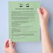 GREEN Leder EYELASH EXTENSION CONSENT FORMULAR Flyer (Hand)