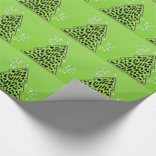 Green Leopard Cheetah Weihnachtsbaum Geschenkpapier (Ecke)