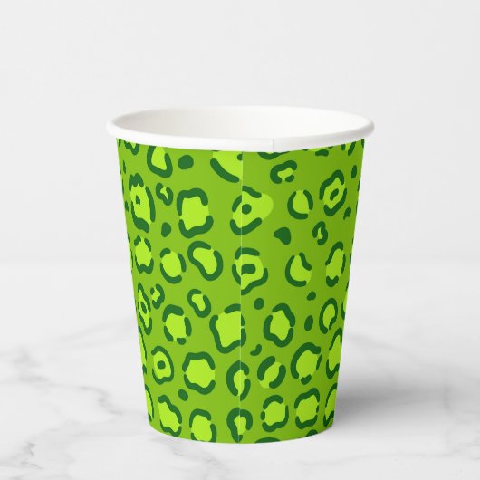Green Leopard Print Pappbecher (Rechts)
