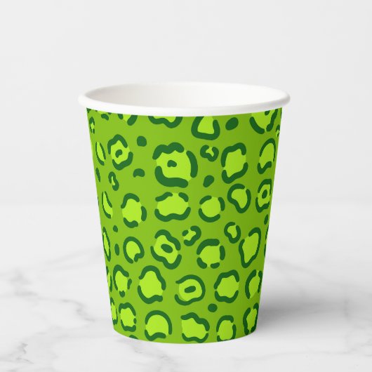 Green Leopard Print Pappbecher (Vorderseite)