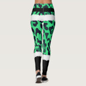 Green Leopard Print Santa Claus Kostüme Weihnachte Leggings (Rückseite)
