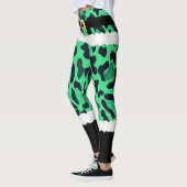 Green Leopard Print Santa Claus Kostüme Weihnachte Leggings (Links)