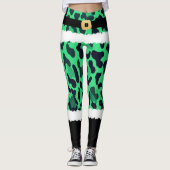 Green Leopard Print Santa Claus Kostüme Weihnachte Leggings (Vorderseite)